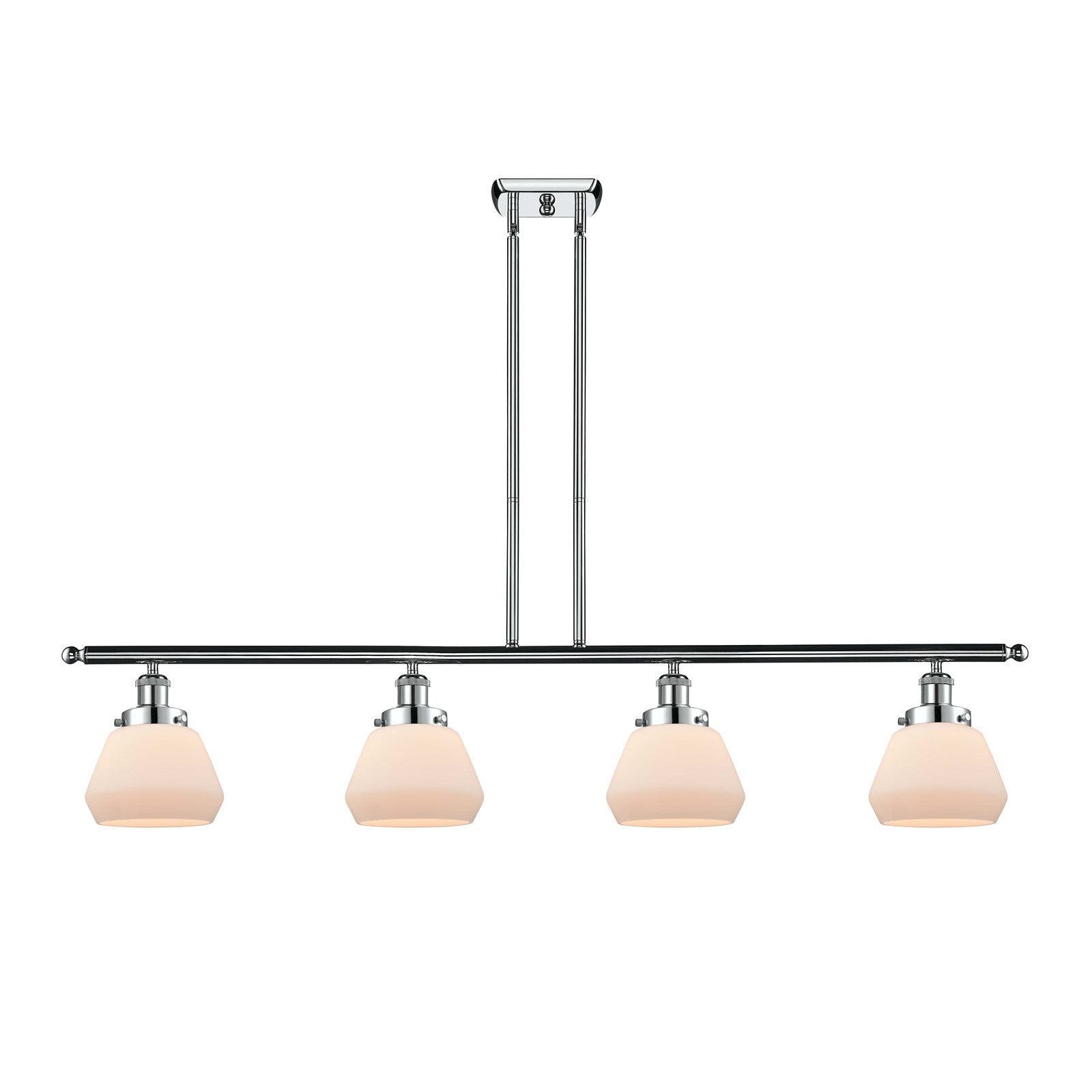Innovations Fulton 48in 4-Light Island Light | Modern Contempo Polished Chrome and Matte White Frosted Glass | Kitchen Island & | Model 916-4I-PC-G171