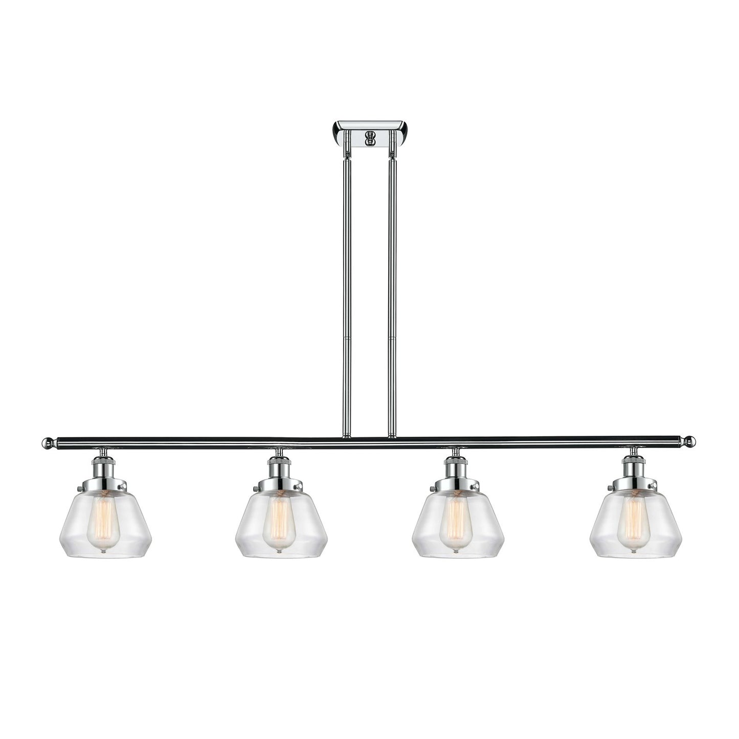 Innovations Fulton 48in 4-Light Island Light | Modern Contempo Polished Chrome and Clear Glass | Kitchen Island & Dining Room | Model 916-4I-PC-G172