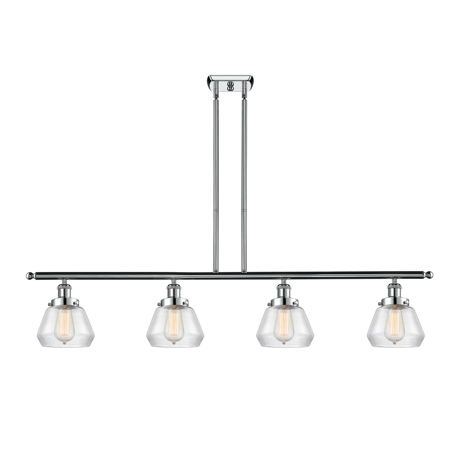 Innovations Fulton 48in 4-Light Island Light | Modern Contempo Polished Chrome and Clear Glass | Kitchen Island & Dining Room | Model 916-4I-PC-G172