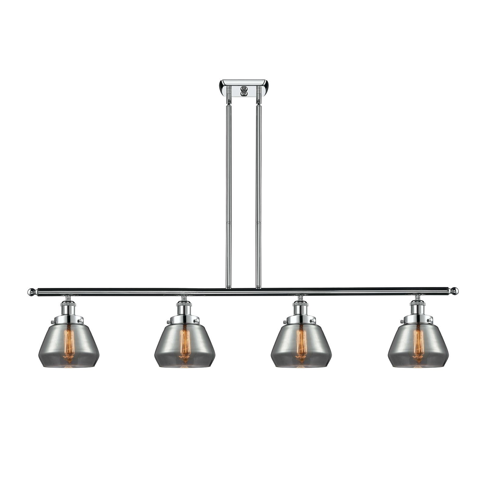 Innovations Fulton 48in 4-Light Island Light | Modern Contempo Polished Chrome and Light Smoke Glass | Kitchen Island & Dining Room | Model 916-4I-PC-G173