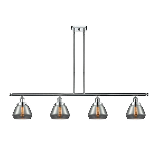 Innovations Fulton 48in 4-Light Island Light | Modern Contempo Polished Chrome and Light Smoke Glass | Kitchen Island & Dining Room | Model 916-4I-PC-G173