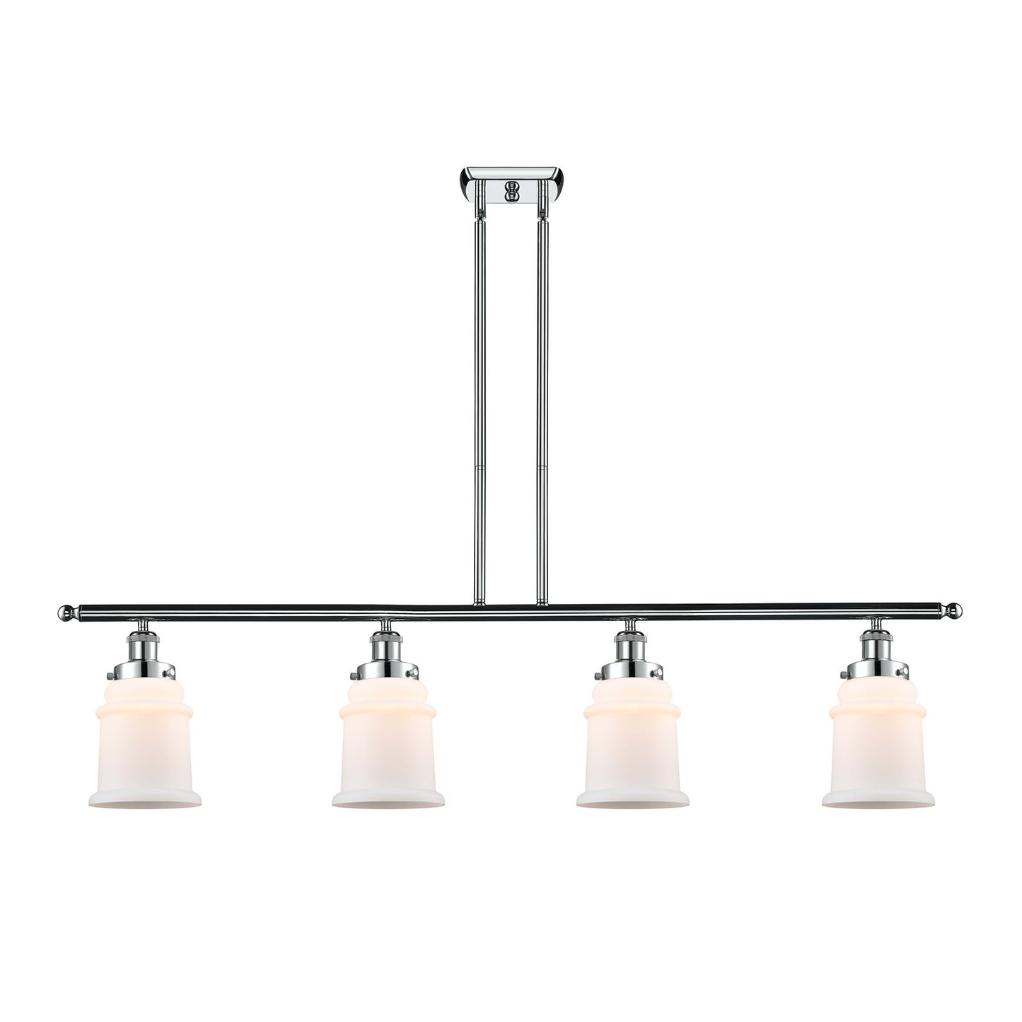 Innovations Canton 48in 4-Light Island Light | Modern Contempo Polished Chrome and Matte White Frosted Glass | Kitchen Island & | Model 916-4I-PC-G181