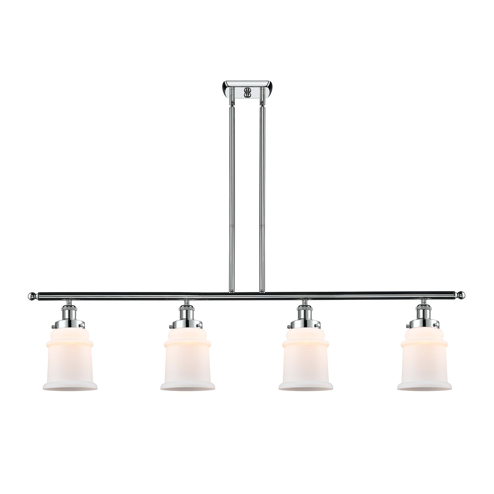 Innovations Canton 48in 4-Light Island Light | Modern Contempo Polished Chrome and Matte White Frosted Glass | Kitchen Island & | Model 916-4I-PC-G181