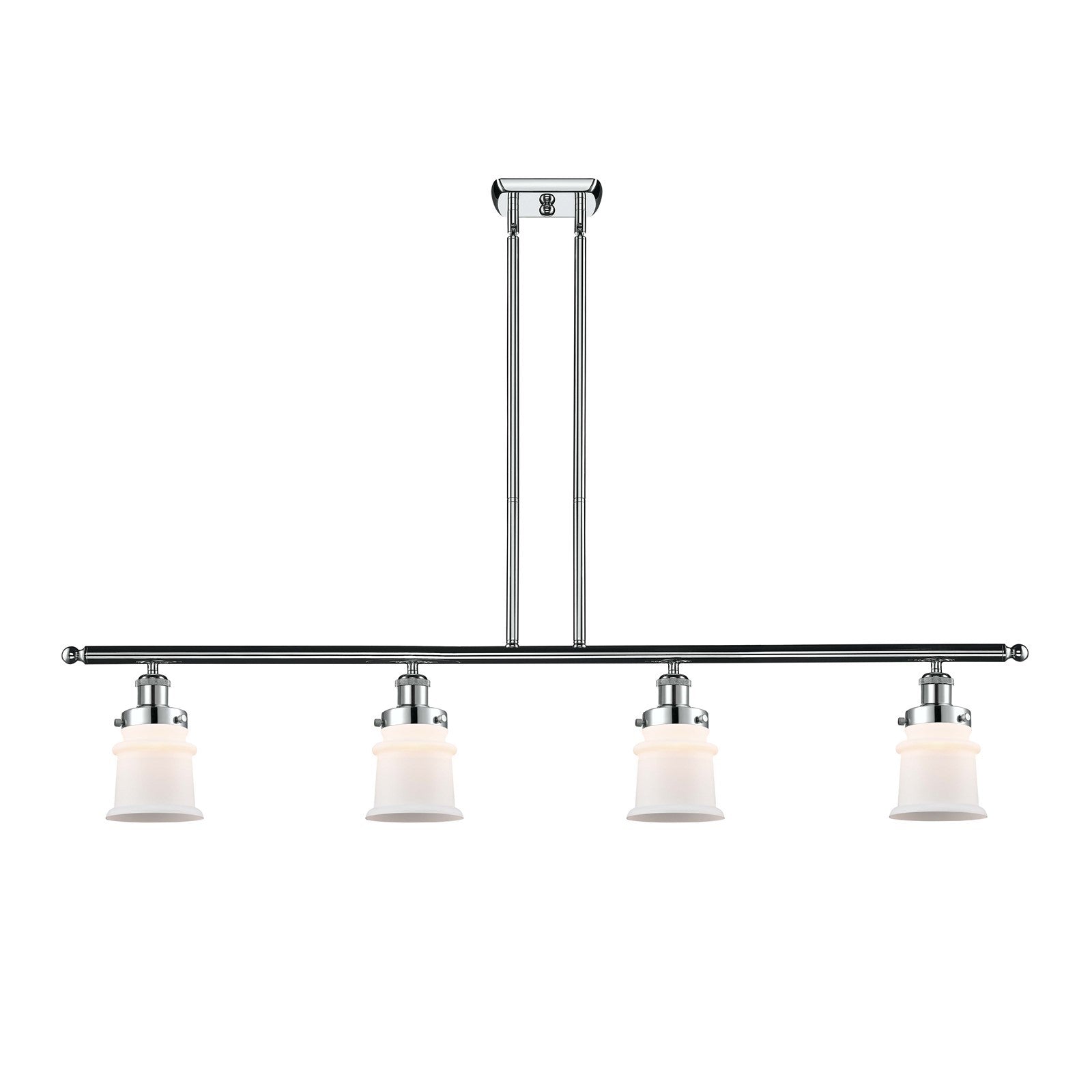 Innovations Canton 48in 4-Light Island Light | Modern Chrome Steel and Matte White Frosted Glass | Kitchen Island & Dining Room | Model 916-4I-PC-G181S