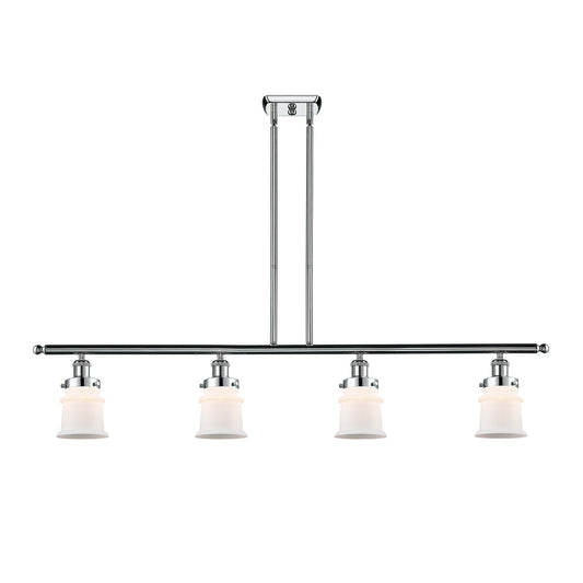 Innovations Canton 48in 4-Light Island Light | Modern Chrome Steel and Matte White Frosted Glass | Kitchen Island & Dining Room | Model 916-4I-PC-G181S
