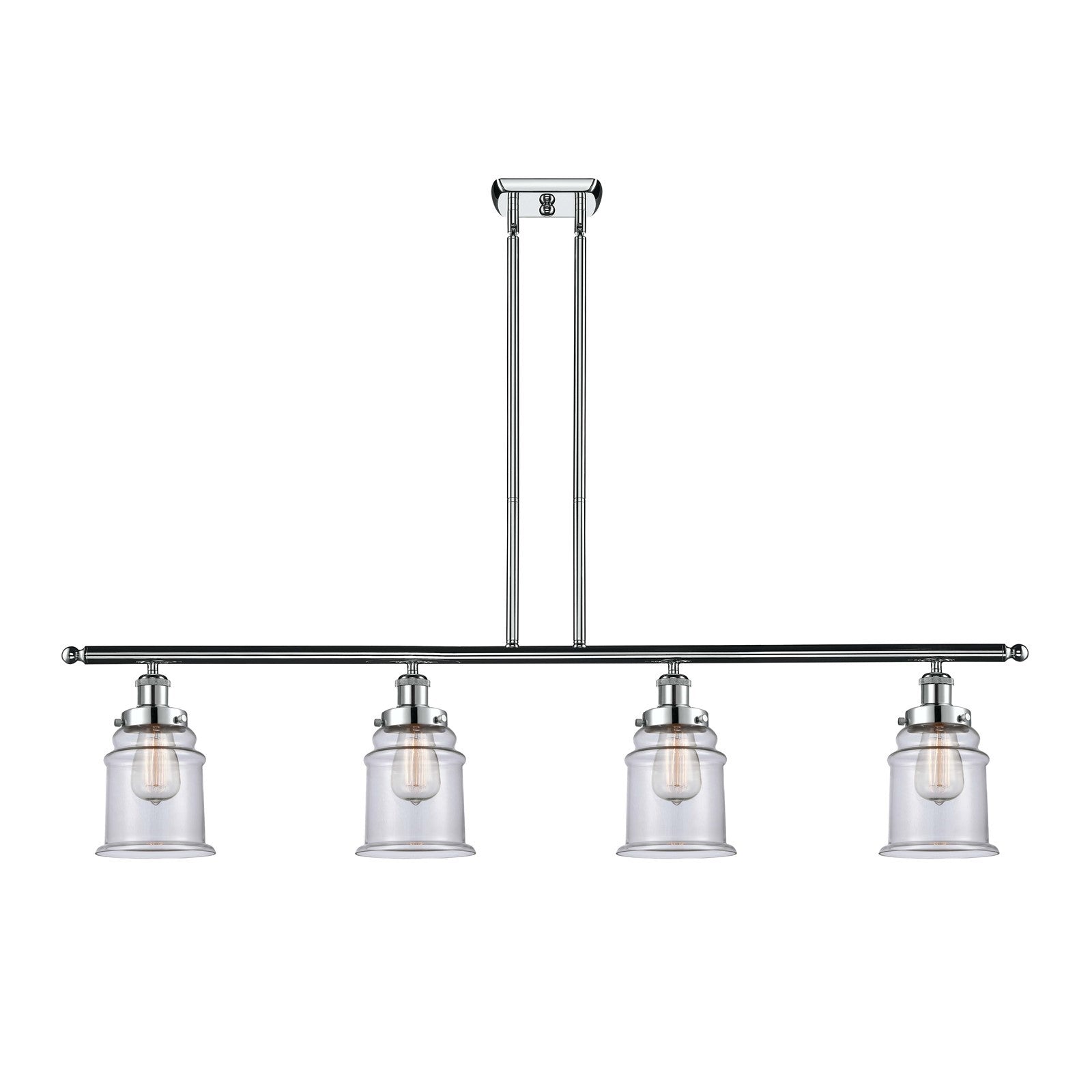 Innovations Canton 48in 4-Light Island Light | Modern Chrome Steel and Clear Glass | Kitchen Island & Dining Room | Model 916-4I-PC-G182