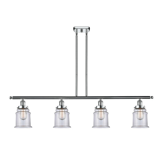 Innovations Canton 48in 4-Light Island Light | Modern Chrome Steel and Clear Glass | Kitchen Island & Dining Room | Model 916-4I-PC-G182