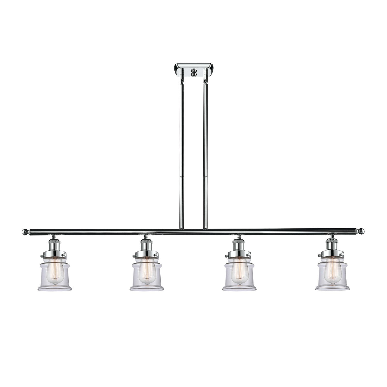 Innovations Canton 48in 4-Light Island Light | Modern Chrome Steel and Clear Glass | Kitchen Island & Dining Room | Model 916-4I-PC-G182S