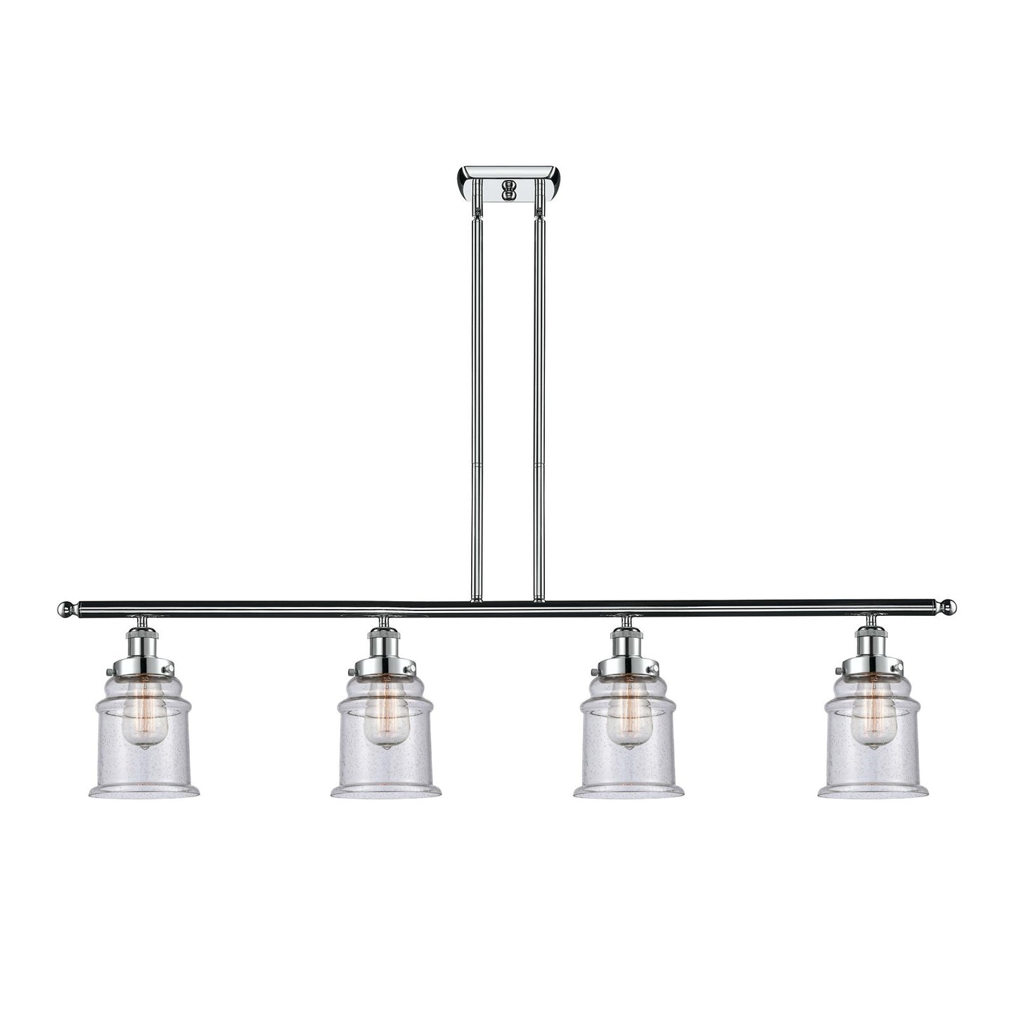 Innovations Canton 48in 4-Light Island Light | Modern Chrome Steel and Seedy Glass | Kitchen Island & Dining Room | Model 916-4I-PC-G184