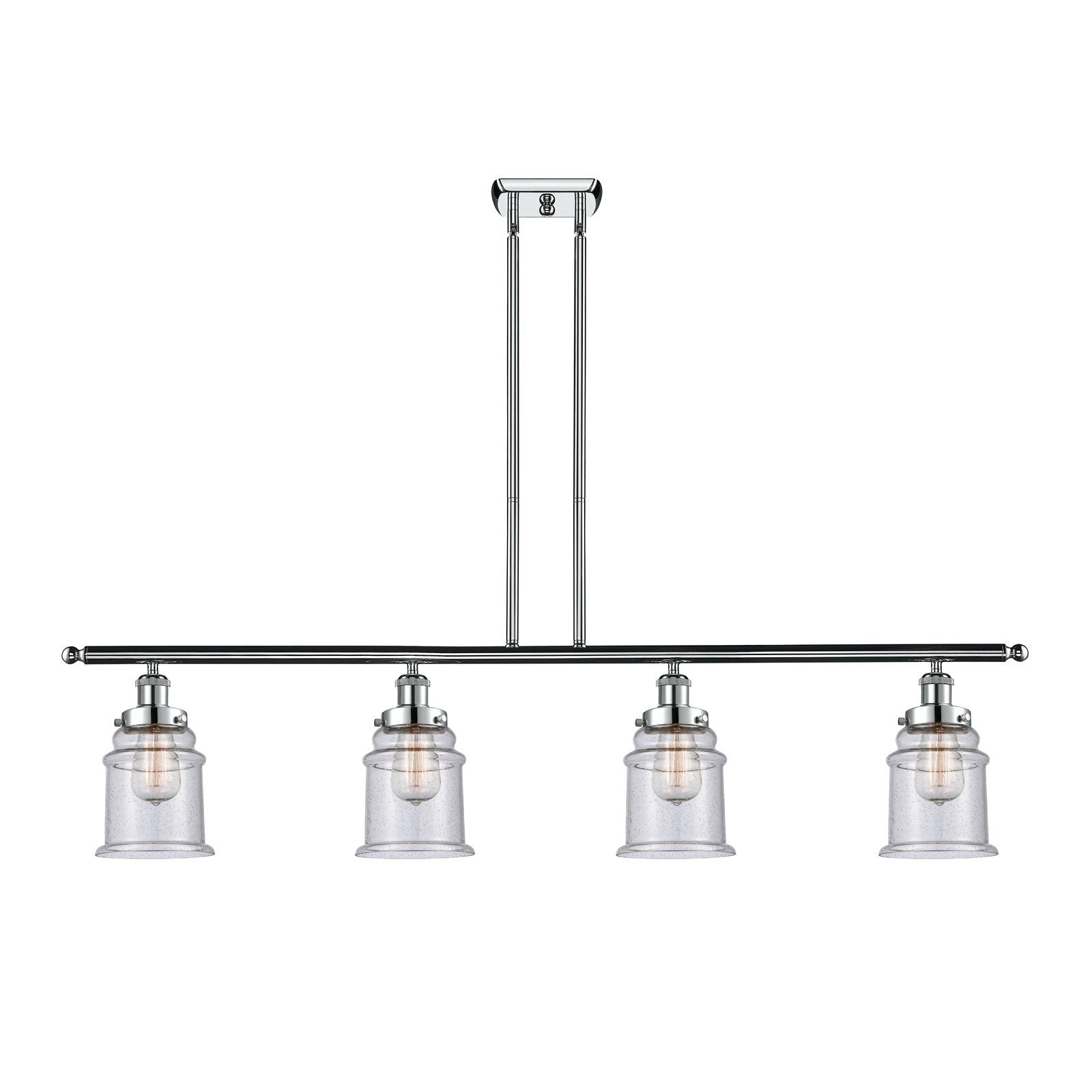 Innovations Canton 48in 4-Light Island Light | Modern Chrome Steel and Seedy Glass | Kitchen Island & Dining Room | Model 916-4I-PC-G184