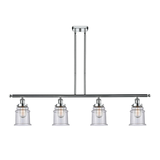 Innovations Canton 48in 4-Light Island Light | Modern Chrome Steel and Seedy Glass | Kitchen Island & Dining Room | Model 916-4I-PC-G184