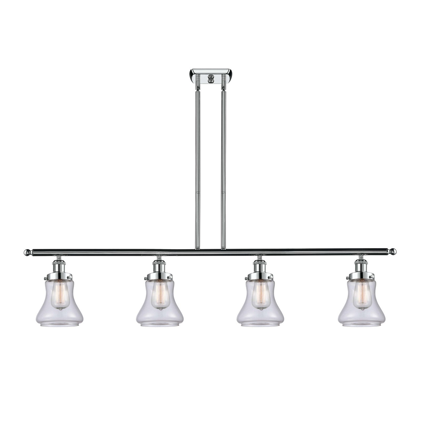 Innovations Bellmont 48in 4-Light Island Light | Modern Contempo Polished Chrome and Clear Glass | Kitchen Island & Dining Room | Model 916-4I-PC-G192