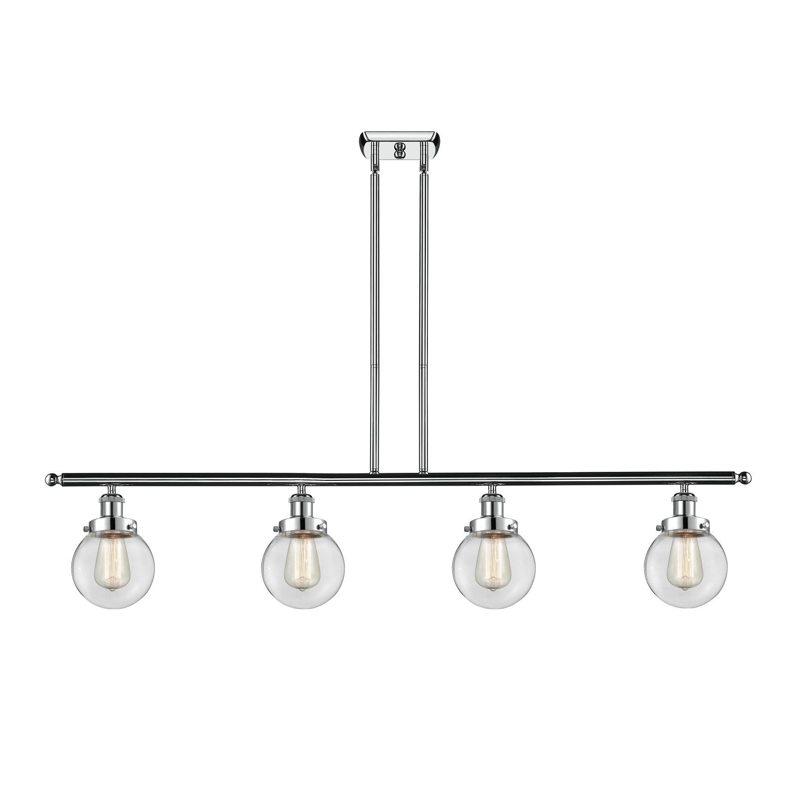 Innovations Beacon 48in 4-Light Island Light | Modern Contemporary Polished Chrome and Clear Glass | Kitchen Island & Dining Room | Model 916-4I-PC-G202-6