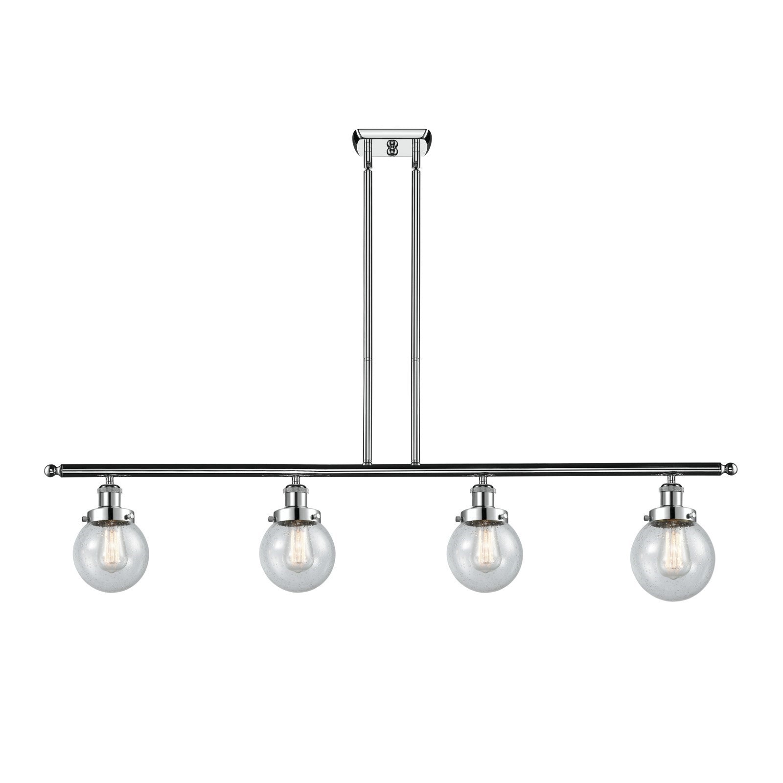 Innovations Beacon 48in 4-Light Island Light | Modern Contempo Polished Chrome and Seedy Glass | Kitchen Island & Dining Room | Model 916-4I-PC-G204-6-LED