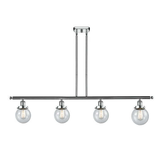 Innovations Beacon 48in 4-Light Island Light | Modern Contempo Polished Chrome and Seedy Glass | Kitchen Island & Dining Room | Model 916-4I-PC-G204-6-LED