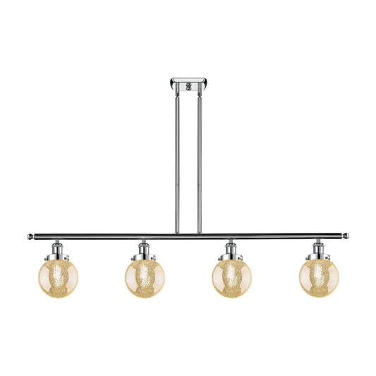 Innovations Beacon 48in 4-Light Island Light | Modern Contempo Polished Chrome and Mercury Seeded Glass | Kitchen Island & Dining | Model 916-4I-PC-G208-6