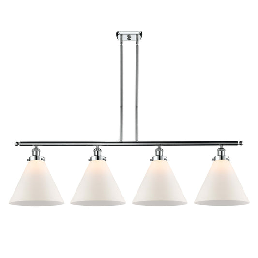 Innovations Cone 48in 4-Light Island Light | Industrial Polished Chrome Steel and Matte White Frosted Glass | Kitchen Island & | Model 916-4I-PC-G41-L-LED