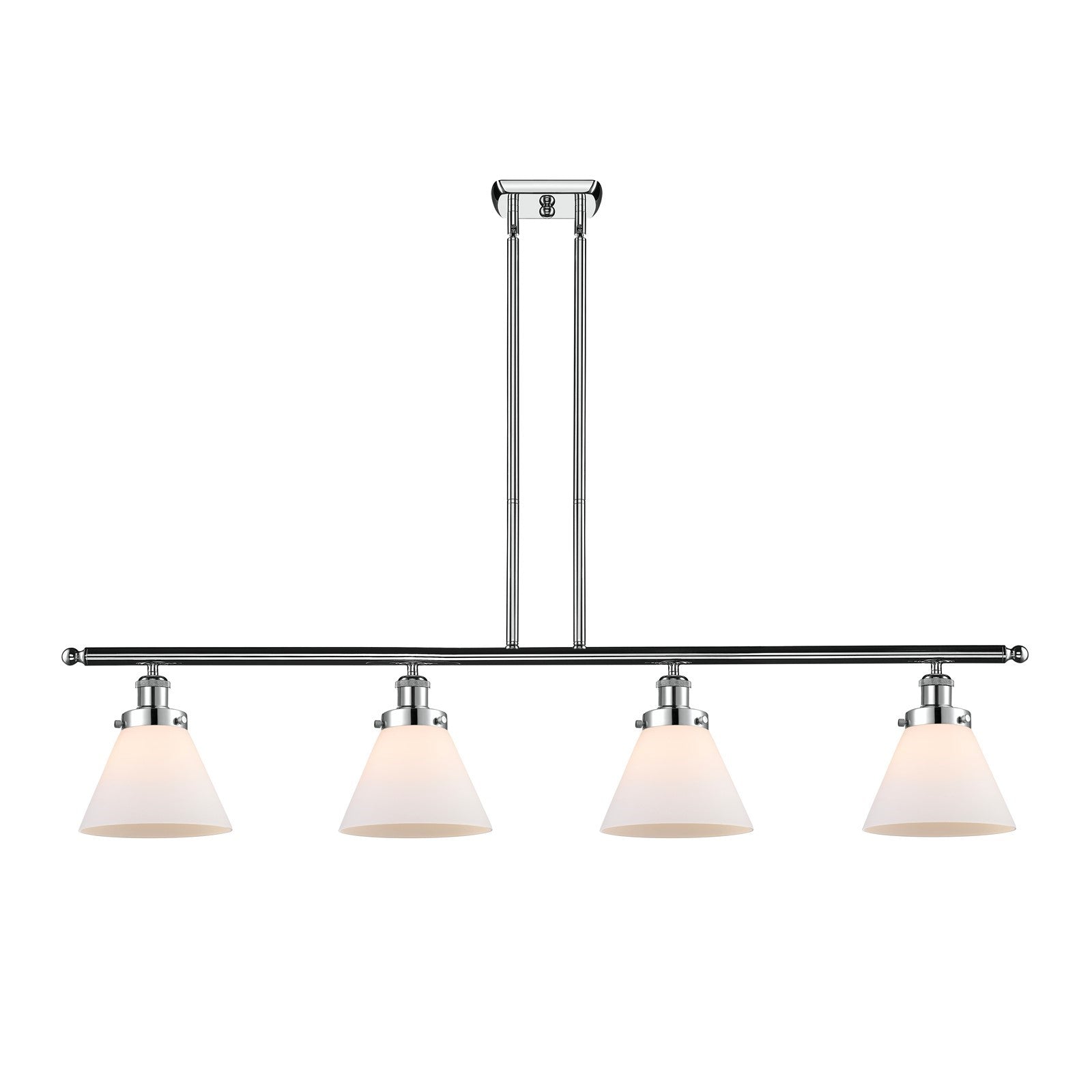 Innovations Cone 48in 4-Light Island Light | Industrial Polished Chrome and Matte White Frosted Glass | Kitchen Island & Dining | Model 916-4I-PC-G41-LED