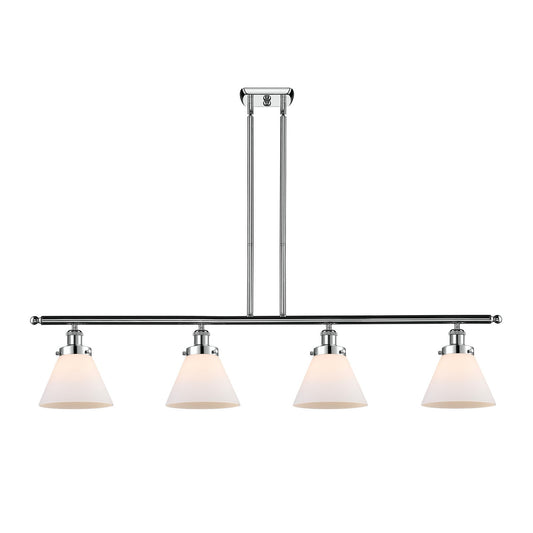 Innovations Cone 48in 4-Light Island Light | Industrial Polished Chrome and Matte White Frosted Glass | Kitchen Island & Dining | Model 916-4I-PC-G41-LED