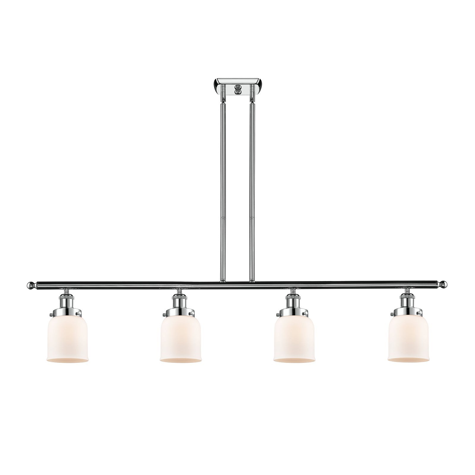 Innovations Bell 48in 4-Light Island Light | Industrial Polished Chrome Steel and Matte White Frosted Glass | Kitchen Island & | Model 916-4I-PC-G51-LED