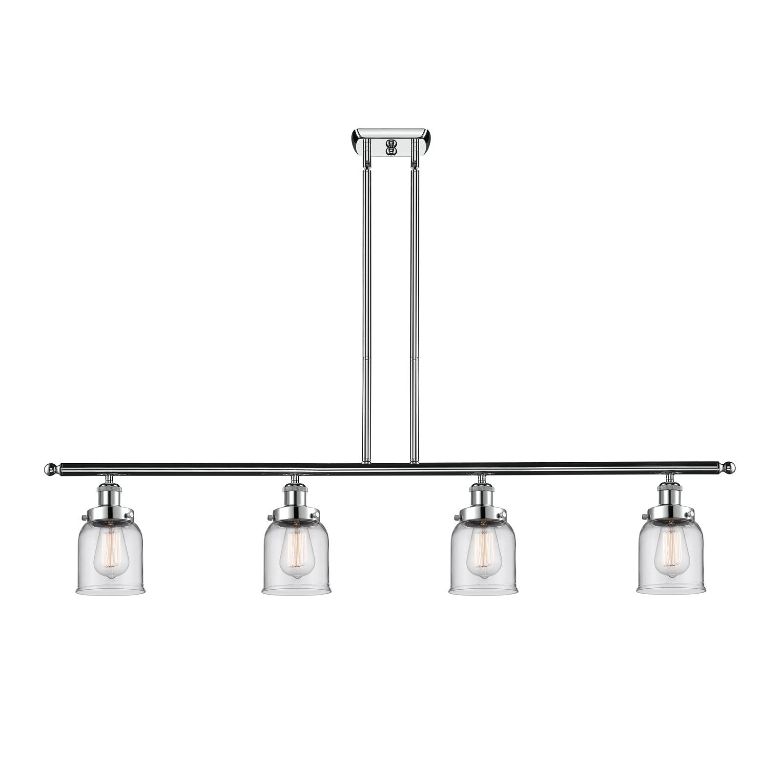 Innovations Bell 48in 4-Light Island Light | Industrial Polished Chrome and Clear Glass | Kitchen Island & Dining Room | Model 916-4I-PC-G52-LED