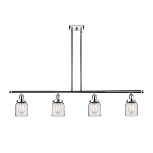 Innovations Bell 48in 4-Light Island Light | Industrial Polished Chrome and Clear Glass | Kitchen Island & Dining Room | Model 916-4I-PC-G52-LED