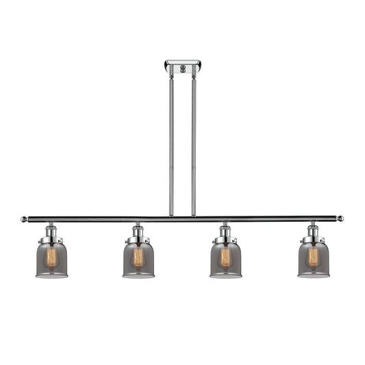 Innovations Bell 48in 4-Light Island Light | Industrial Polished Chrome and Light Smoke Glass | Kitchen Island & Dining Room | Model 916-4I-PC-G53-LED