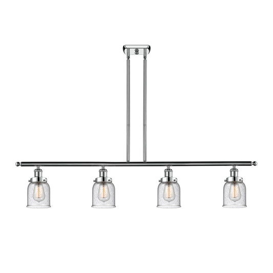 Innovations Bell 48in 4-Light Island Light | Industrial Polished Chrome Steel and Seedy Glass | Kitchen Island & Dining Room | Model 916-4I-PC-G54-LED