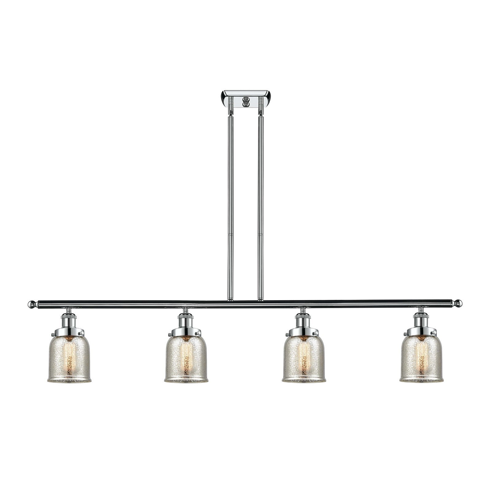 Innovations Bell 48in 4-Light Island Light | Industrial Polished Chrome Steel and Silver Plated Mercury Glass | Kitchen Island & | Model 916-4I-PC-G58