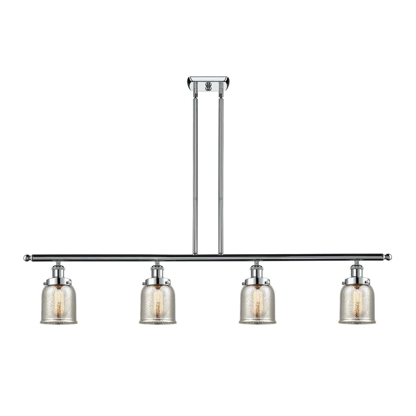 Innovations Bell 48in 4-Light Island Light | Industrial Polished Chrome Steel and Silver Plated Mercury Glass | Kitchen Island & | Model 916-4I-PC-G58-LED