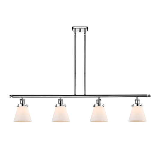 Innovations Cone 48in 4-Light Island Light | Industrial Polished Chrome Steel and Matte White Frosted Glass | Kitchen Island & | Model 916-4I-PC-G61