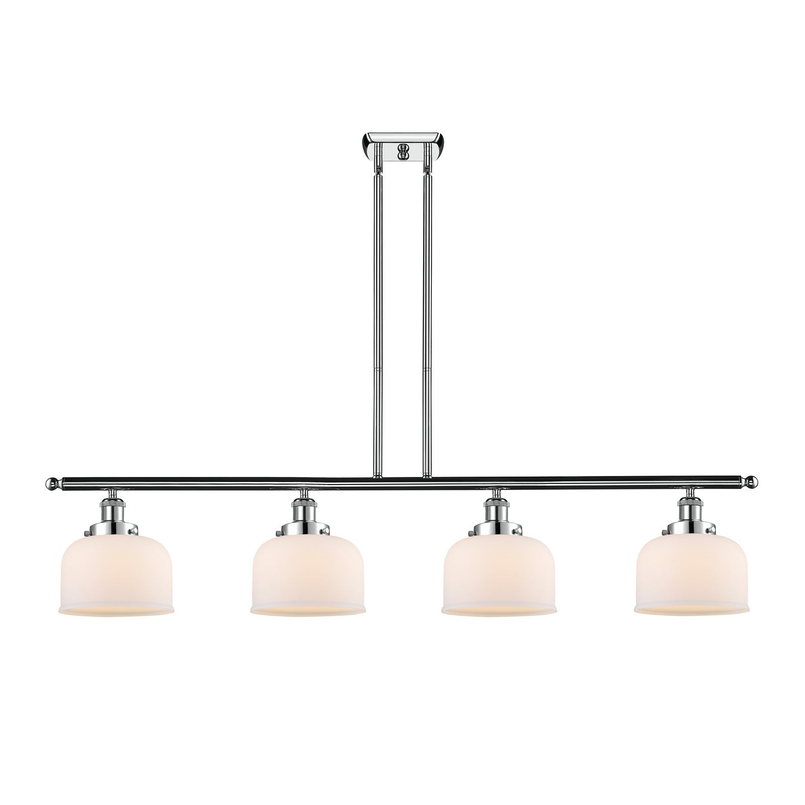 Innovations Bell 48in 4-Light Island Light | Industrial Polished Chrome and Matte White Glass | Kitchen Island & Dining Room | Model 916-4I-PC-G71