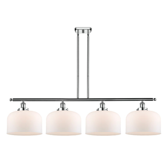 Innovations Bell 48in 4-Light Island Light | Industrial Polished Chrome and Matte White Frosted Glass | Kitchen Island & Dining | Model 916-4I-PC-G71-L