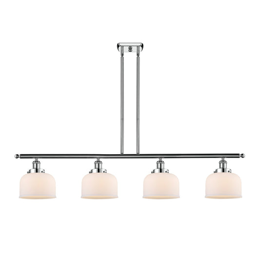 Innovations Bell 48in 4-Light Island Light | Industrial Polished Chrome and Matte White Frosted Glass | Kitchen Island & Dining | Model 916-4I-PC-G71-LED