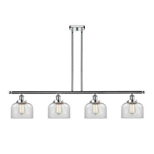Innovations Bell 48in 4-Light Island Light | Industrial Polished Chrome and Clear Glass | Kitchen Island & Dining Room | Model 916-4I-PC-G72