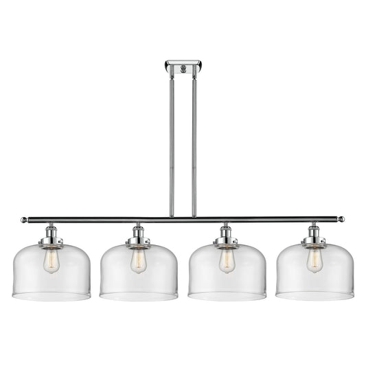 Innovations Bell 48in 4-Light Island Light | Industrial Polished Chrome Steel and Clear Glass | Kitchen Island & Dining Room | Model 916-4I-PC-G72-L-LED