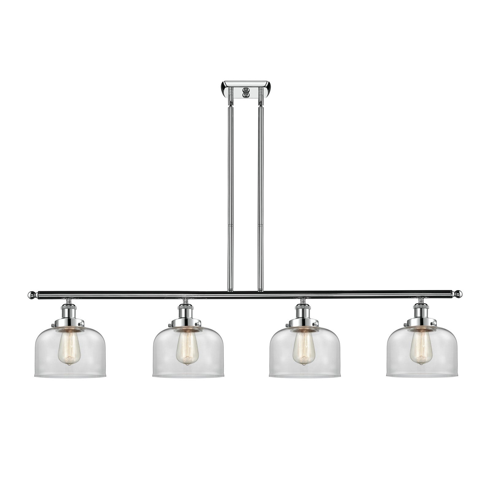Innovations Bell 48in 4-Light Island Light | Industrial Polished Chrome Steel and Clear Glass | Kitchen Island & Dining Room | Model 916-4I-PC-G72-LED