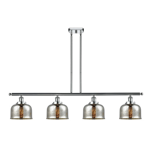 Innovations Bell 48in 4-Light Island Light | Industrial Polished Chrome and Silver Plated Mercury Glass | Kitchen Island & | Model 916-4I-PC-G78-LED