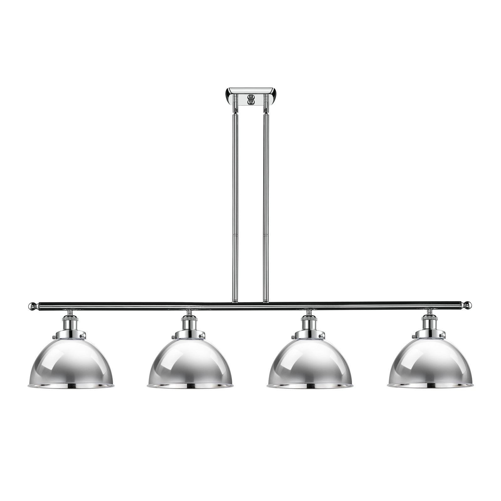 Innovations Derby 48in 4-Light Island Light | Industrial Polished Chrome Metal Dome Shades | Kitchen Island & Dining Room | Model 916-4I-PC-MFD-10-PC