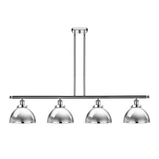 Innovations Derby 48in 4-Light Island Light | Industrial Farmhouse Polished Chrome Steel and Metal Shade | Kitchen Island | Model 916-4I-PC-MFD-10-PC-LED