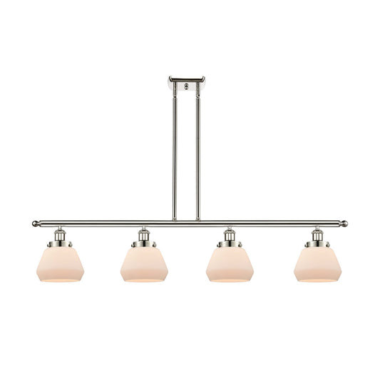 Innovations Fulton 48in 4-Light Island Light | Modern Transitional Polished Nickel Steel and Matte White Frosted Glass | Kitchen | Model 916-4I-PN-G171
