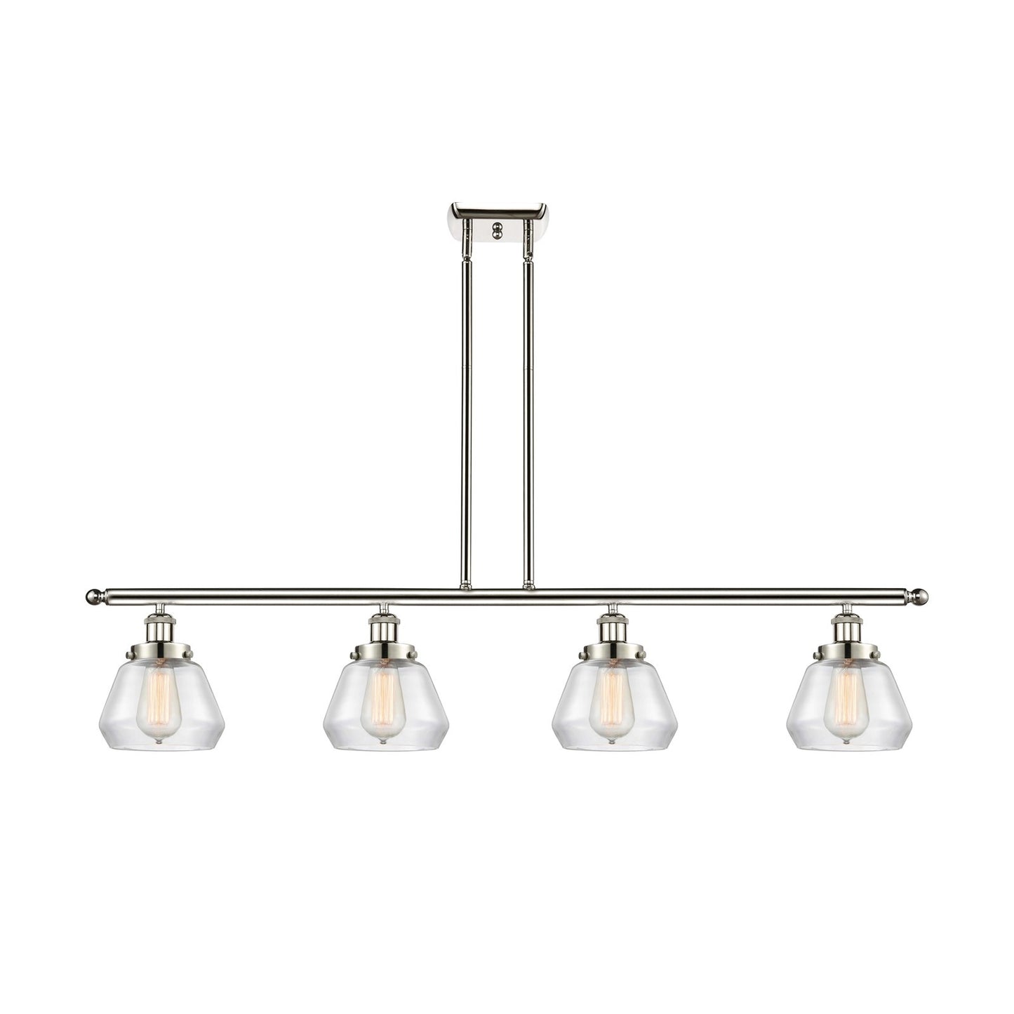 Innovations Fulton 48in 4-Light Island Light | Modern Contempo Polished Nickel and Clear Glass | Kitchen Island & Dining Room | Model 916-4I-PN-G172
