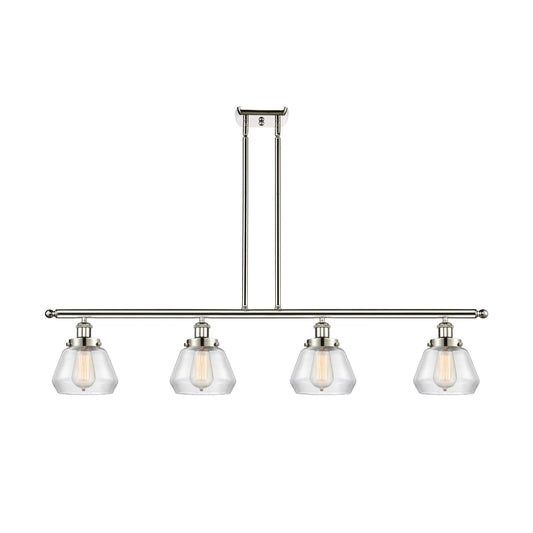 Innovations Fulton 48in 4-Light Island Light | Modern Contempo Polished Nickel and Clear Glass | Kitchen Island & Dining Room | Model 916-4I-PN-G172