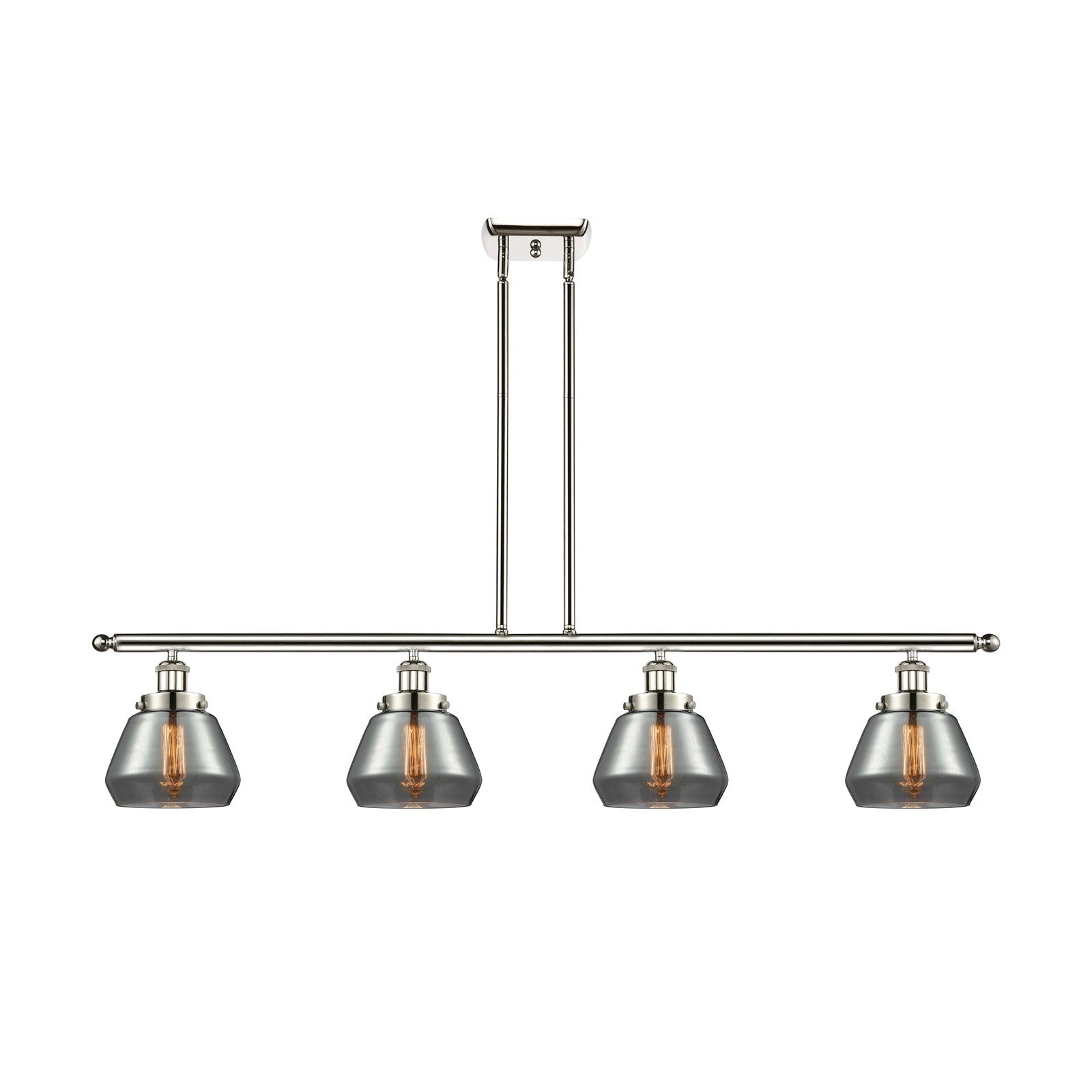Innovations Fulton 48in 4-Light Island Light | Modern Contempo Polished Nickel and Light Smoked Glass | Kitchen Island & Dining | Model 916-4I-PN-G173