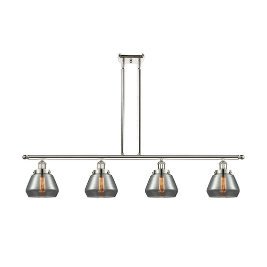 Innovations Fulton 48in 4-Light Island Light | Modern Contempo Polished Nickel and Light Smoked Glass | Kitchen Island & Dining | Model 916-4I-PN-G173