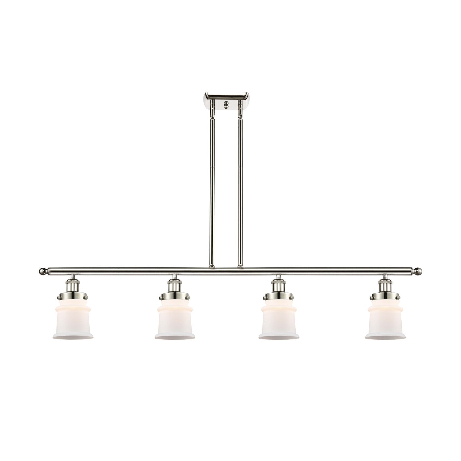 Innovations Canton 48in 4-Light Island Light | Modern Polished Nickel Steel and Matte White Frosted Glass | Kitchen Island & | Model 916-4I-PN-G181S