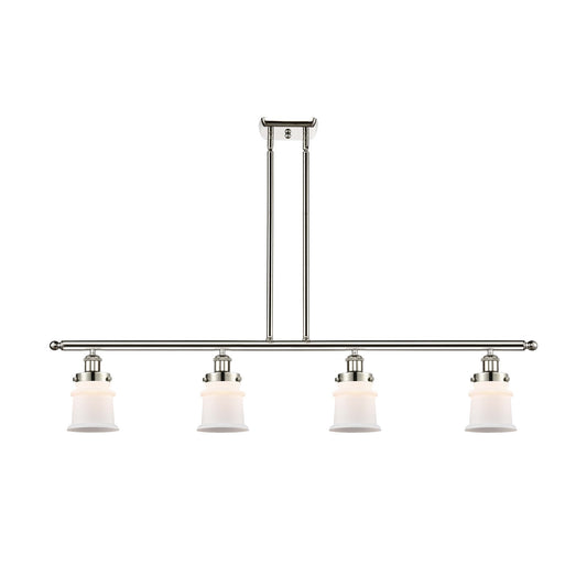 Innovations Canton 48in 4-Light Island Light | Modern Polished Nickel Steel and Matte White Frosted Glass | Kitchen Island & | Model 916-4I-PN-G181S