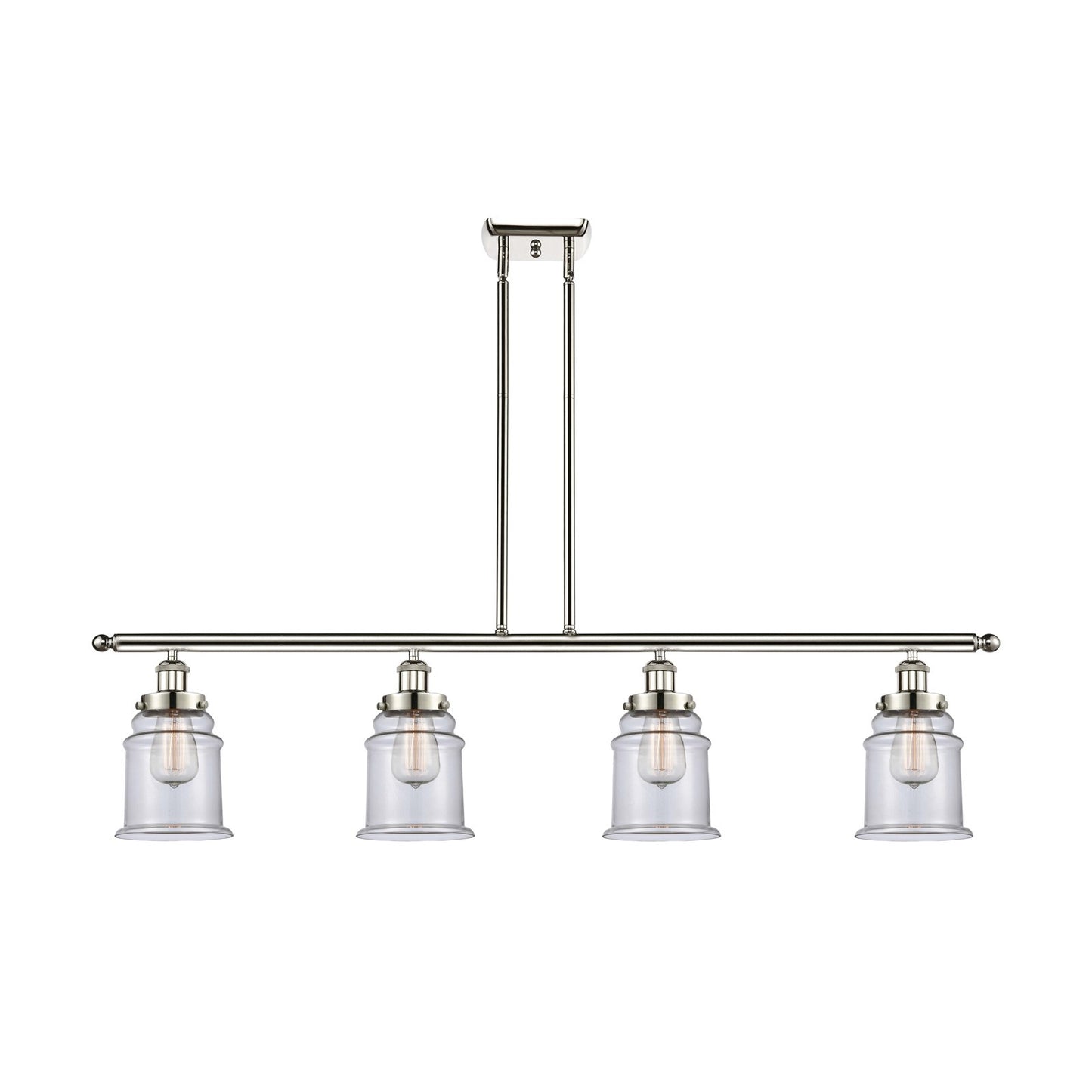 Innovations Canton 48in 4-Light Island Light | Modern Transitional Polished Nickel Steel and Clear Glass | Kitchen Island & Dining | Model 916-4I-PN-G182