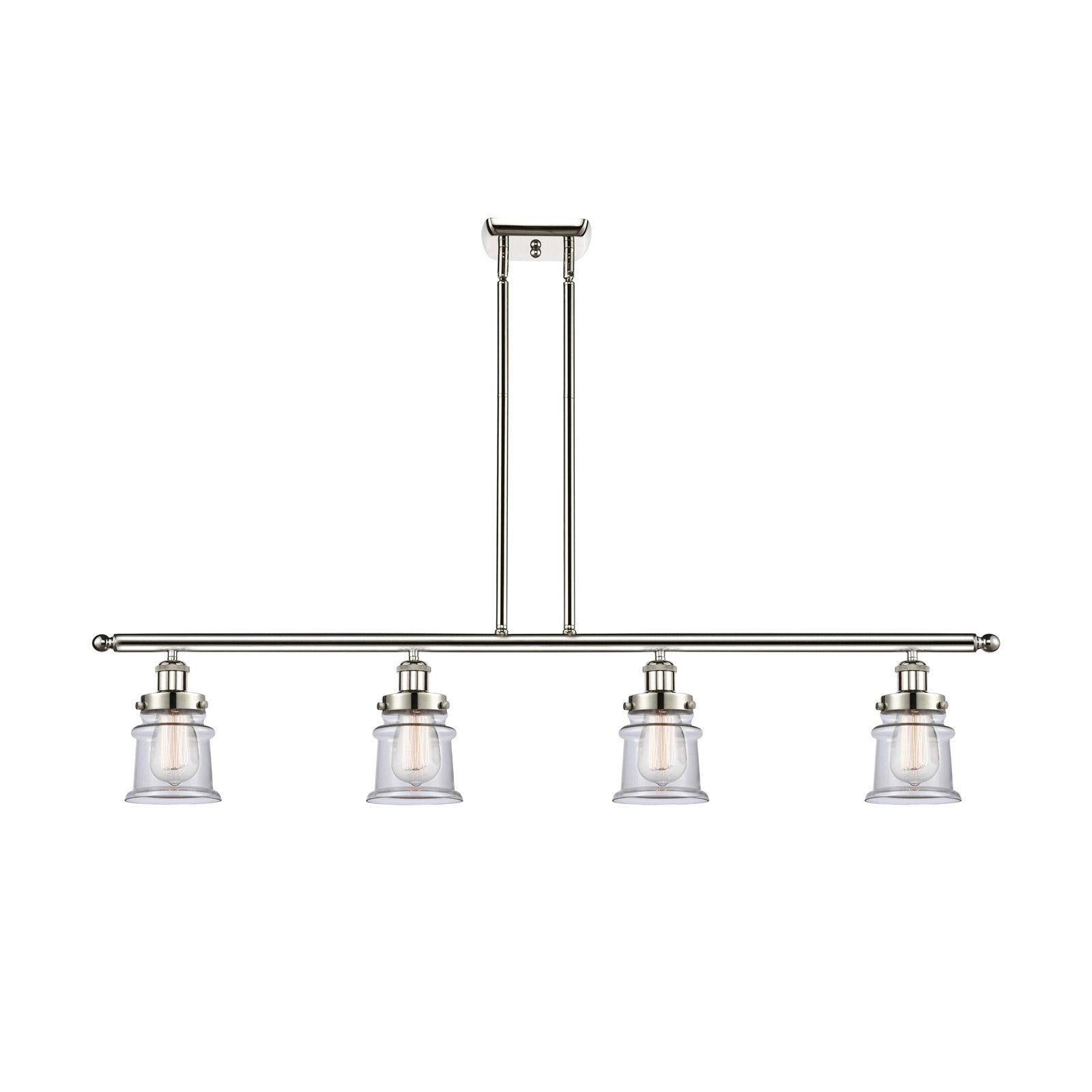 Innovations Canton 48in 4-Light Island Light | Modern Transitional Polished Nickel Steel and Clear Glass | Kitchen Island & Dining | Model 916-4I-PN-G182S