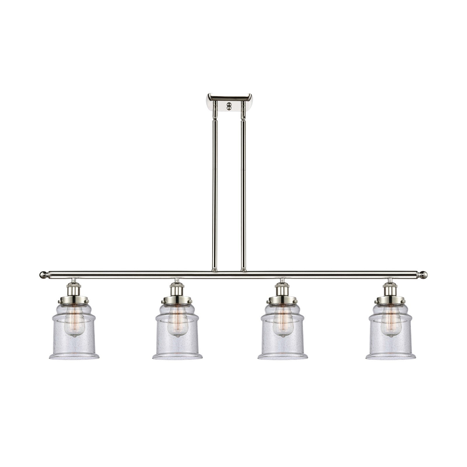 Innovations Canton 48in 4-Light Island Light | Modern Transitional Polished Nickel Steel and Seedy Glass | Kitchen Island & Dining | Model 916-4I-PN-G184